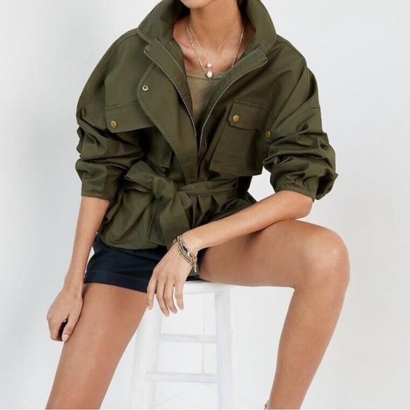 Anthropologie Jackets & Blazers - ANTHROPOLOGIE Women's Puff Sleeved Utility Jacket Mare Mare NWT Sz S Moss Green
